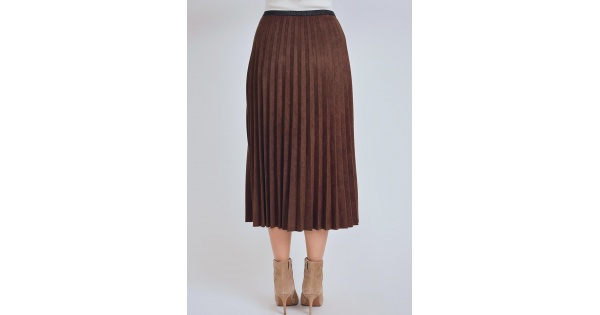 Tシャツ・カットソー placestudio Classic Suede Plaid Pleated Midi Skirt Brown 24F Lady Plaid Skirt Midi High Waist Flared A-Line Skater Retro